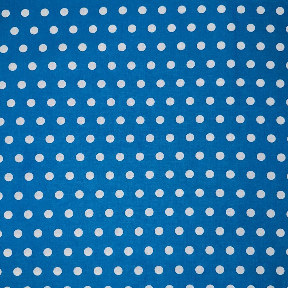 Teal Blue and White Medium Size Polka Dot Cotton Fabric - 1/2 Yard - Blender